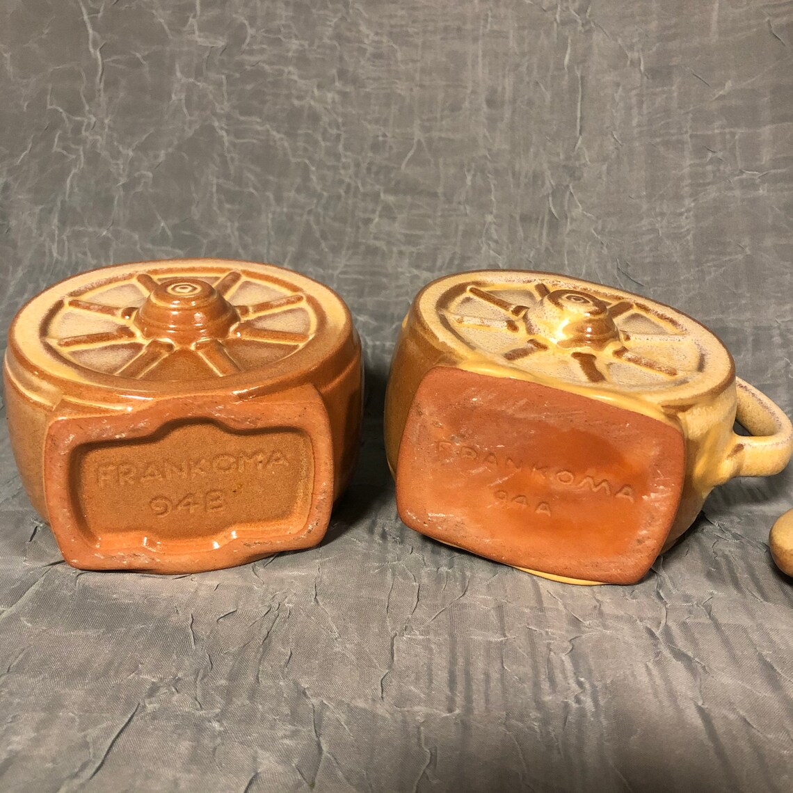 Vintage Frankoma Wagon Wheel Sugar and Creamer Set Etsy