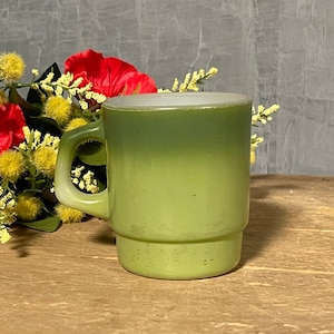 Vintage Fire King Mug, Two Toned Green Fire King Mug