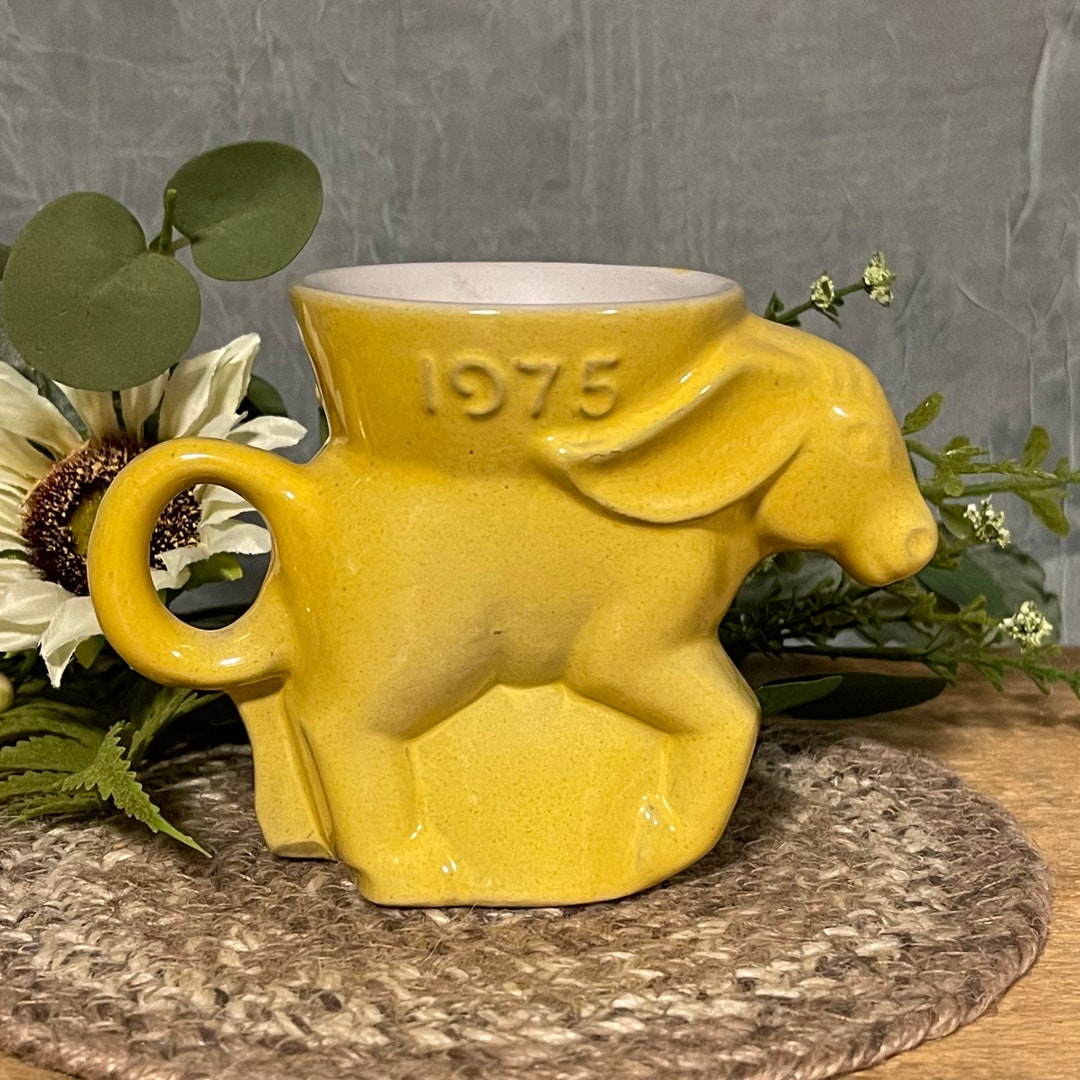 Vintage Frankoma Pottery Donkey Mug, 1975 Yellow Democrat Donkey Mug Etsy