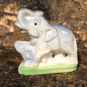 Vintage Miniature Porcelain Elephant with Baby Elephant Figurine