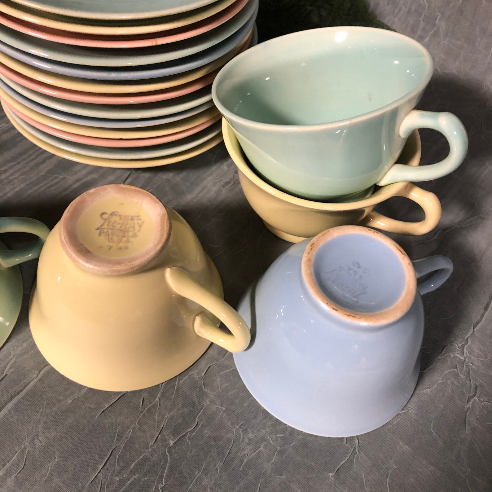 Vintage Luray Dishes Set of Cups and Saucers Pastel Luray Etsy