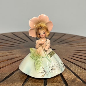Vintage Josef Originals Figurine, Mighty Like A Rose, California Originals, Rare Josef, Girl with Flower Umbrella