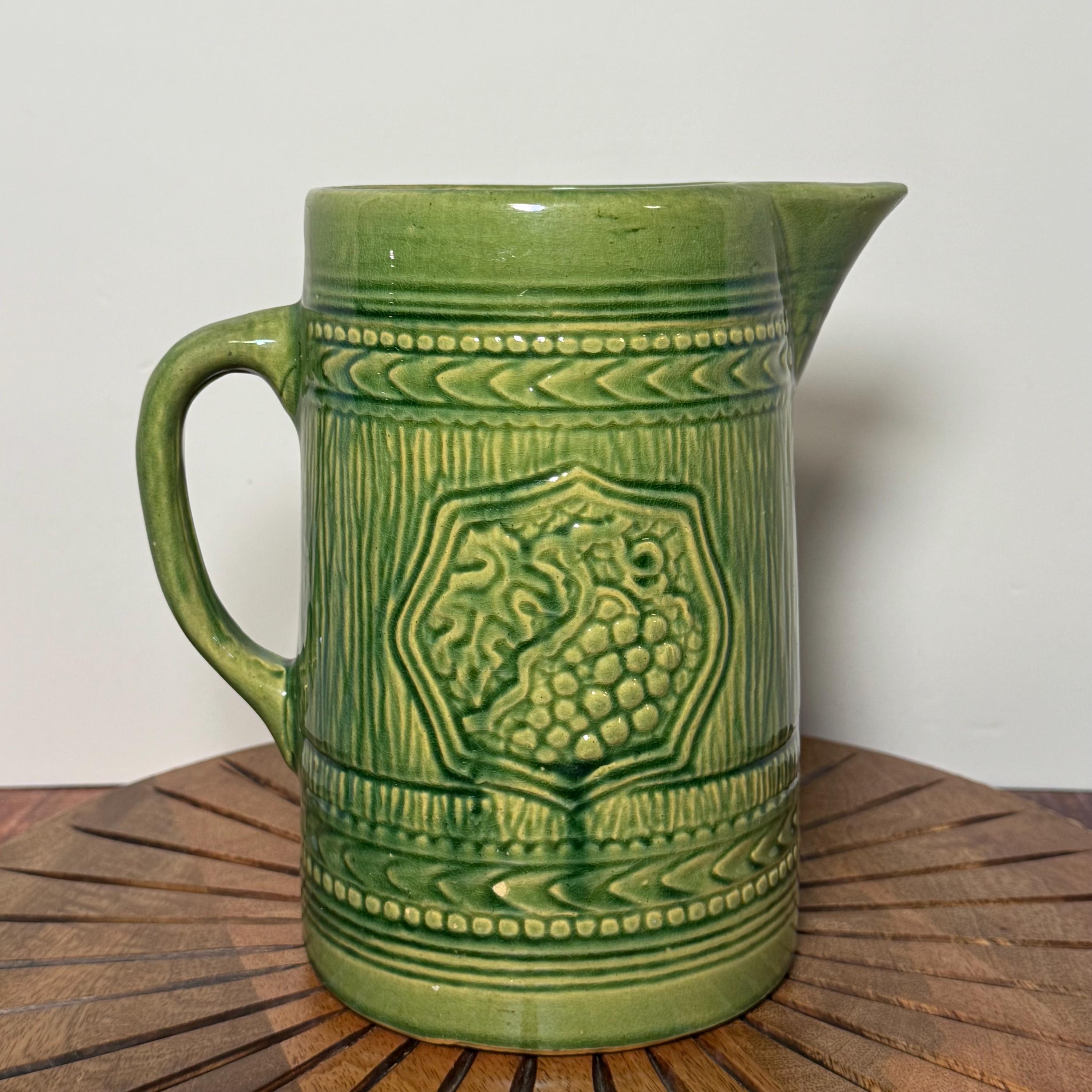 Vintage Green Pottery Pitchernull