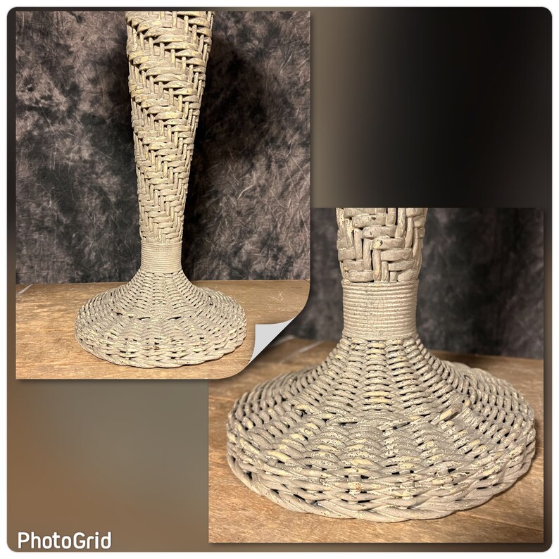 Vintage Trumpet Wicker Funeral Basket Wicker Vase Vintage Etsy