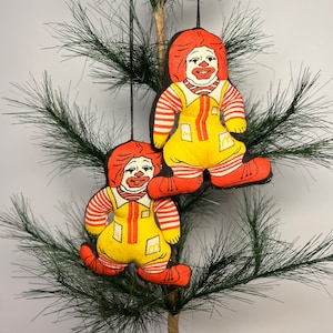 Vintage Ronald McDonald Christmas Ornament, Cloth Ronald McDonald Ornament