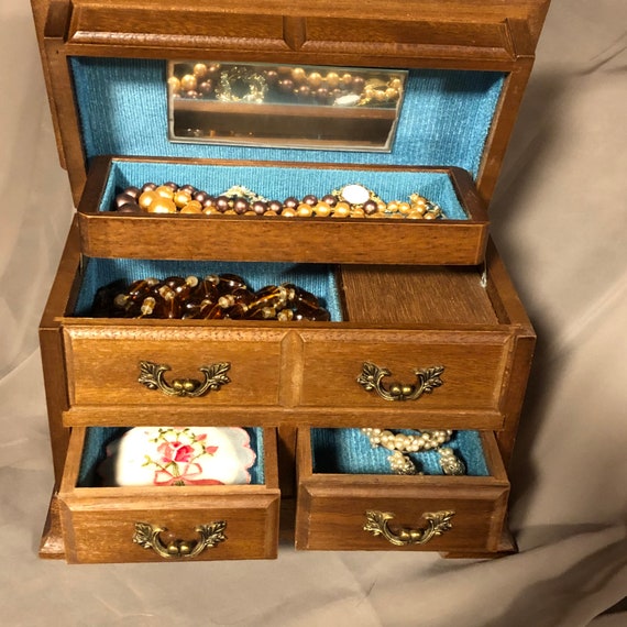 Vintage Himark Musical Wooden Jewelry Box With Vin