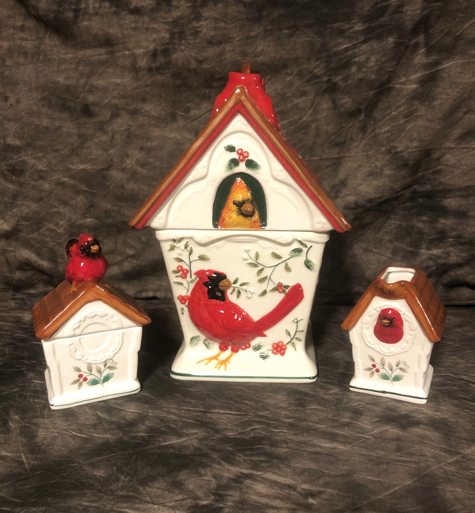 Vintage Pfaltzgraff Winterberry Cardinal Birdhouse Cookie Jar | Etsy