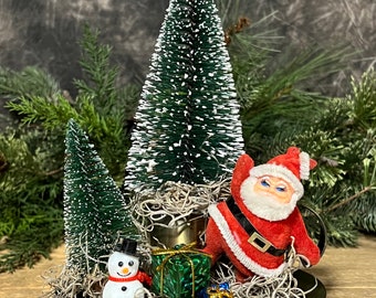 Vintage Christmas Decor, Bottle Brush Tree, Nutcracker, Vintage Inspired,  Holiday Decor, Diorama, Vintage Santa, Unique, Handmade 