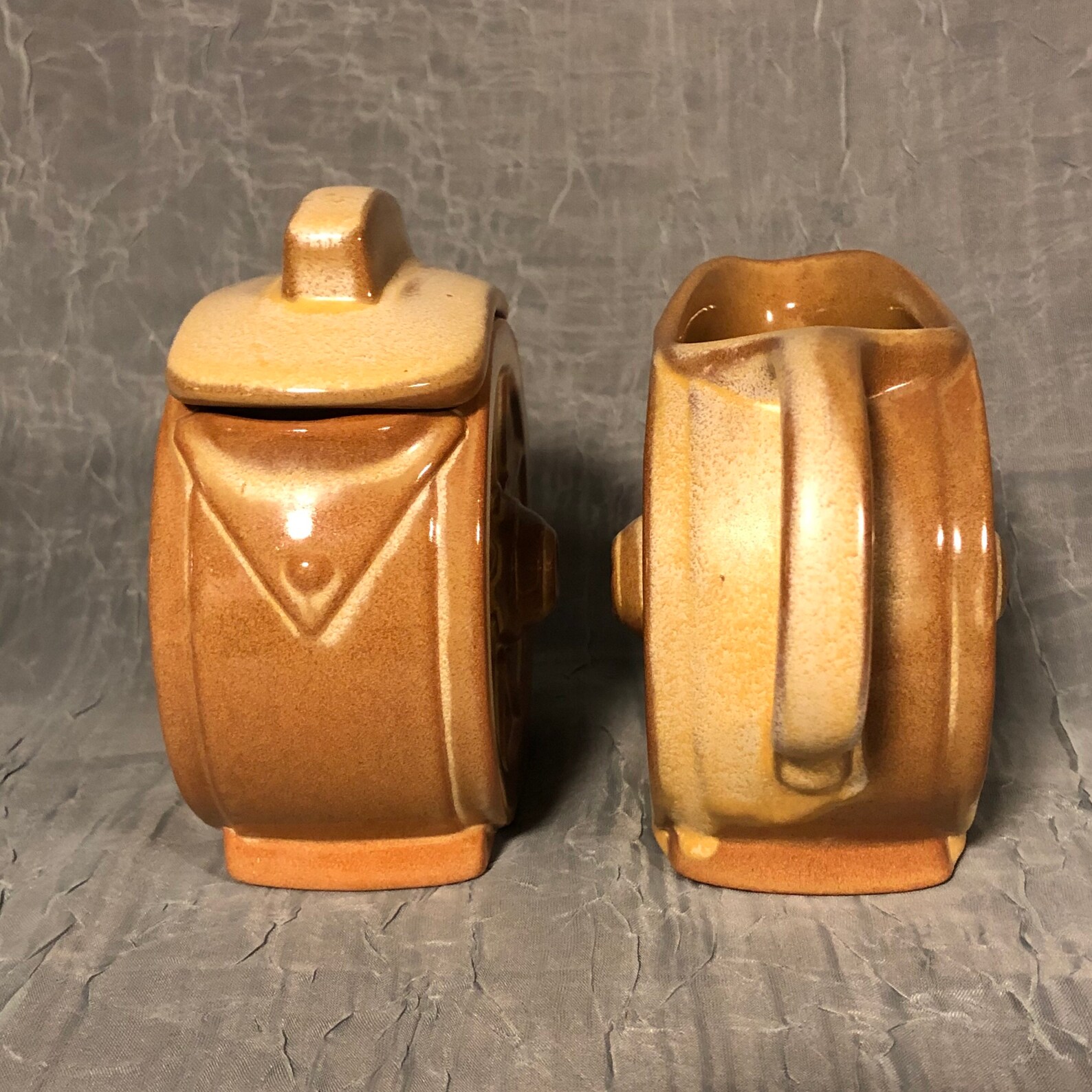 Vintage Frankoma Wagon Wheel Sugar and Creamer Set Etsy