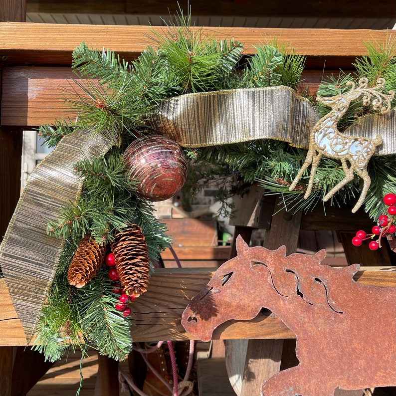 Lighted Christmas Garland With Gold Deer, Ornaments and Pine Cones - Etsy