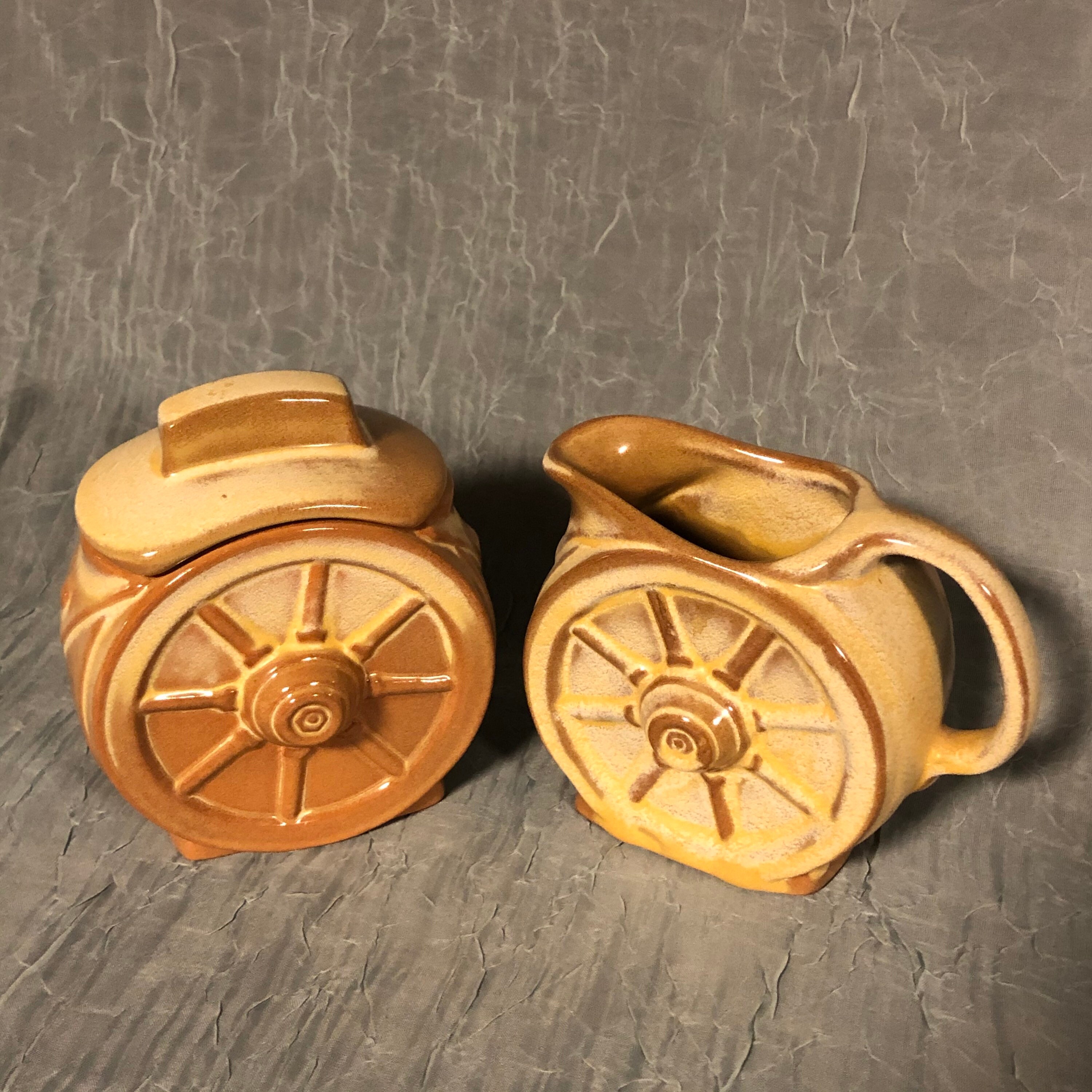 Vintage Frankoma Wagon Wheel Sugar and Creamer Set Etsy