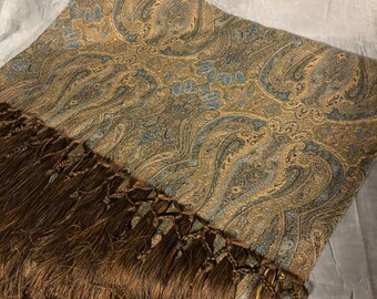 Vintage Paisley Throw with Tassels, Tapestry Throw