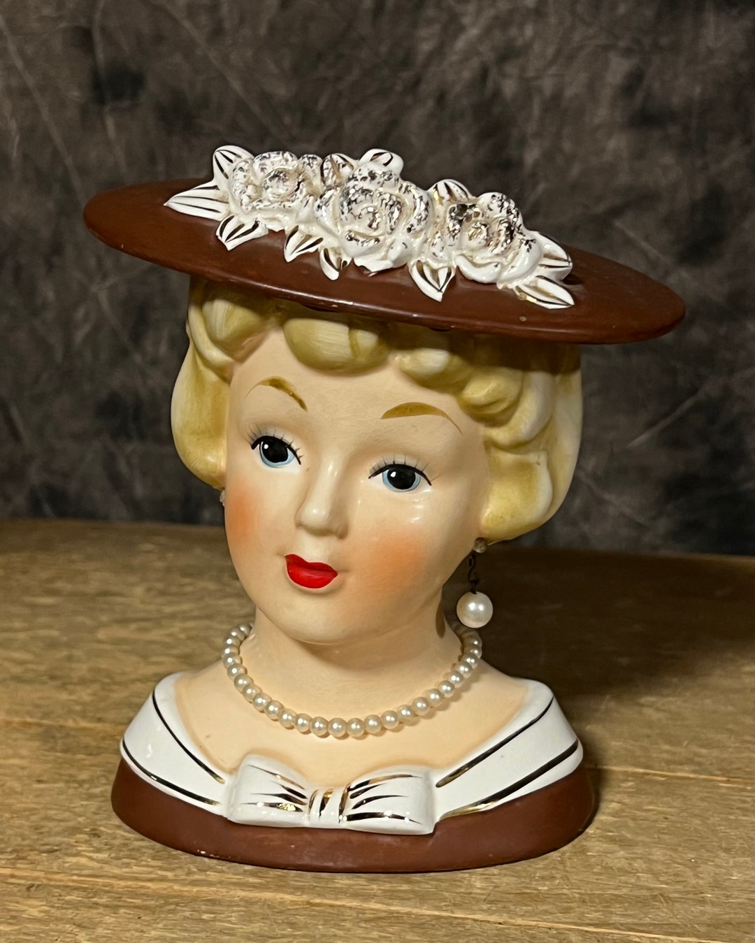 Relpo Lady Head Vase, Vintage Relpo K1053 Head Vase, Relpo Lady Head