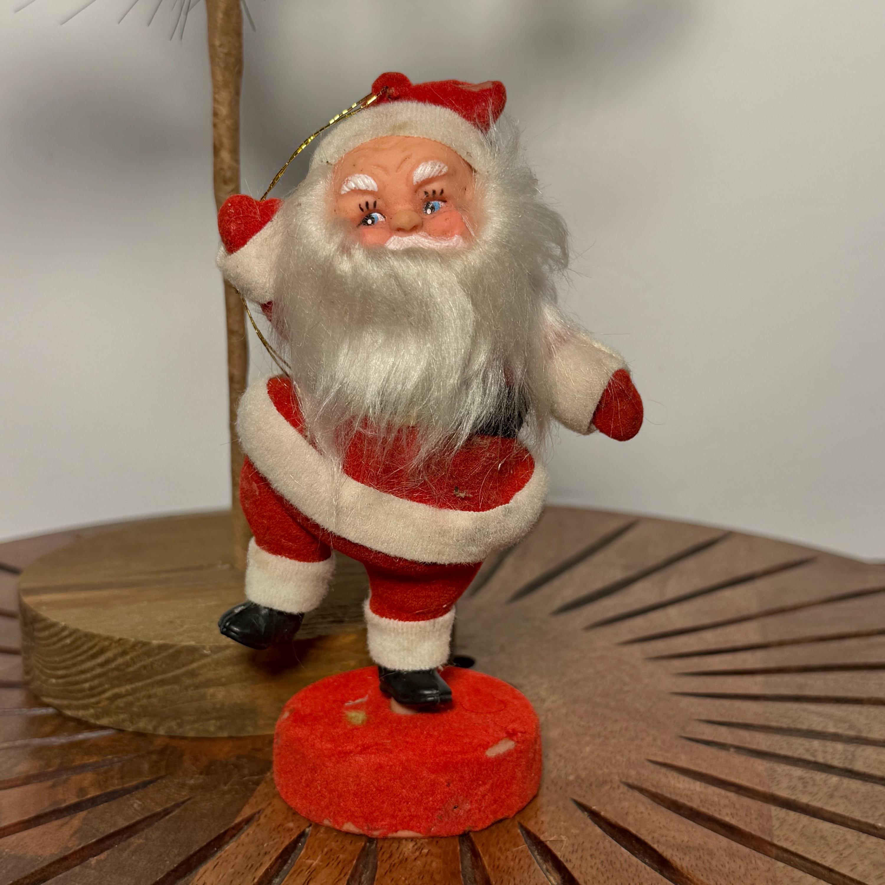 Vintage Flocked Dancing Santa - Etsy