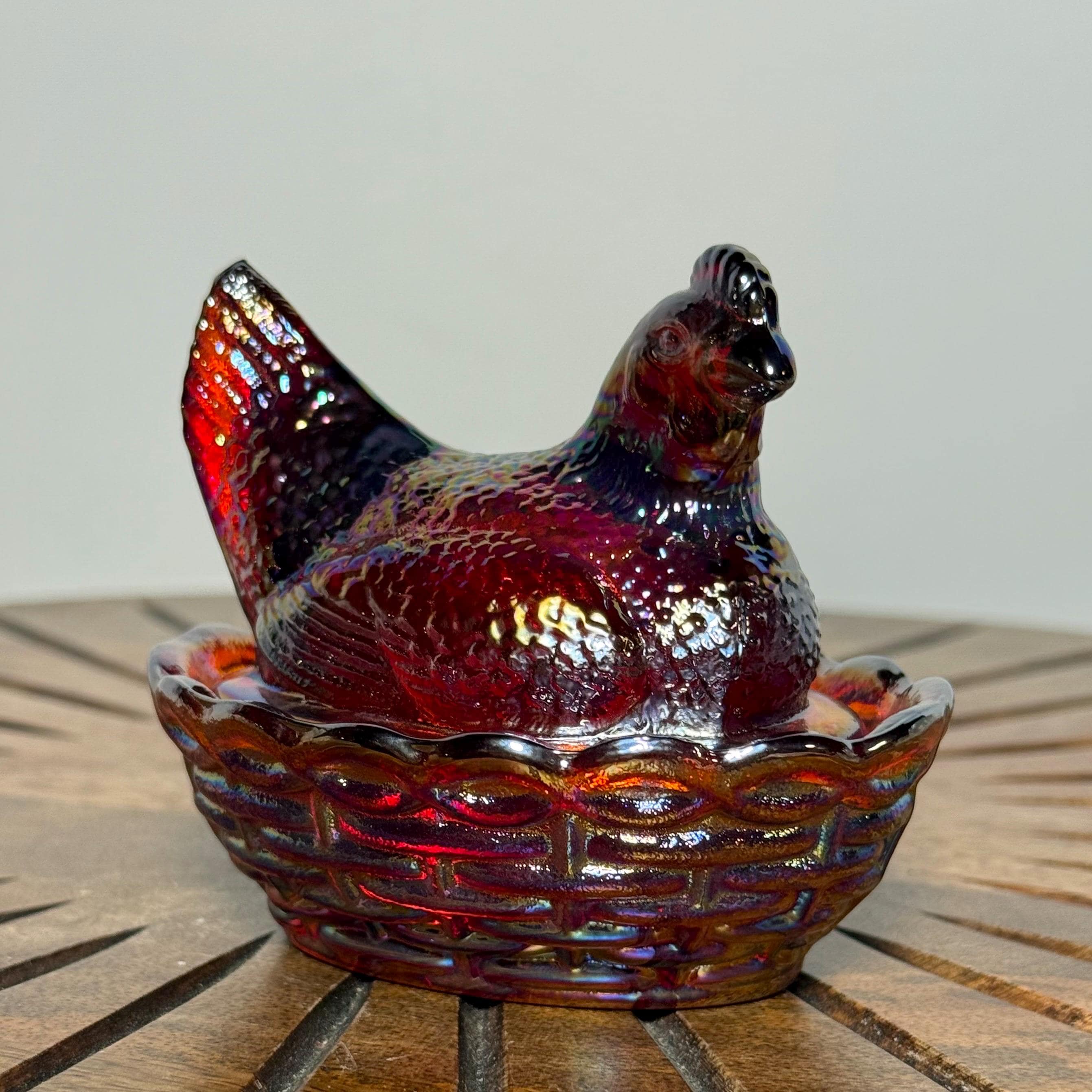 Rosso Westmoreland Red Carnival Hen on Nest, 3” Red Carnival Glass