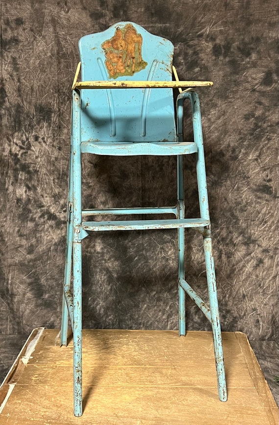 Vintage Baby Doll High Chair Happy Time Metal Baby Doll High