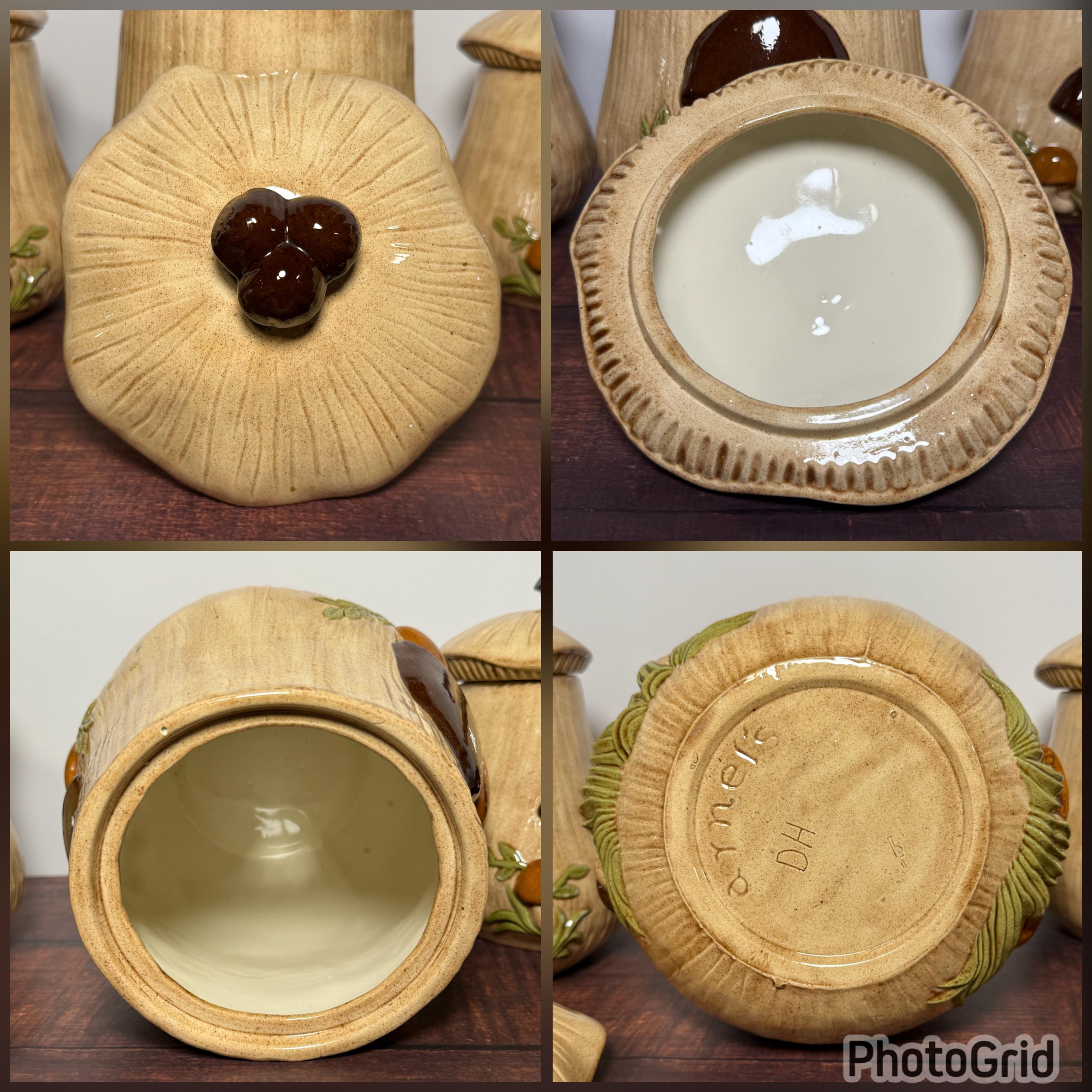 Vintage Arnels Mushroom Canisters, Set of 4 Ceramic Mushroom