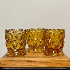 バーベキュー・調理用品 Vintage Amber Moon and Stars Goblets Vintage L.E. Moon and Stars Amber 5 3/4