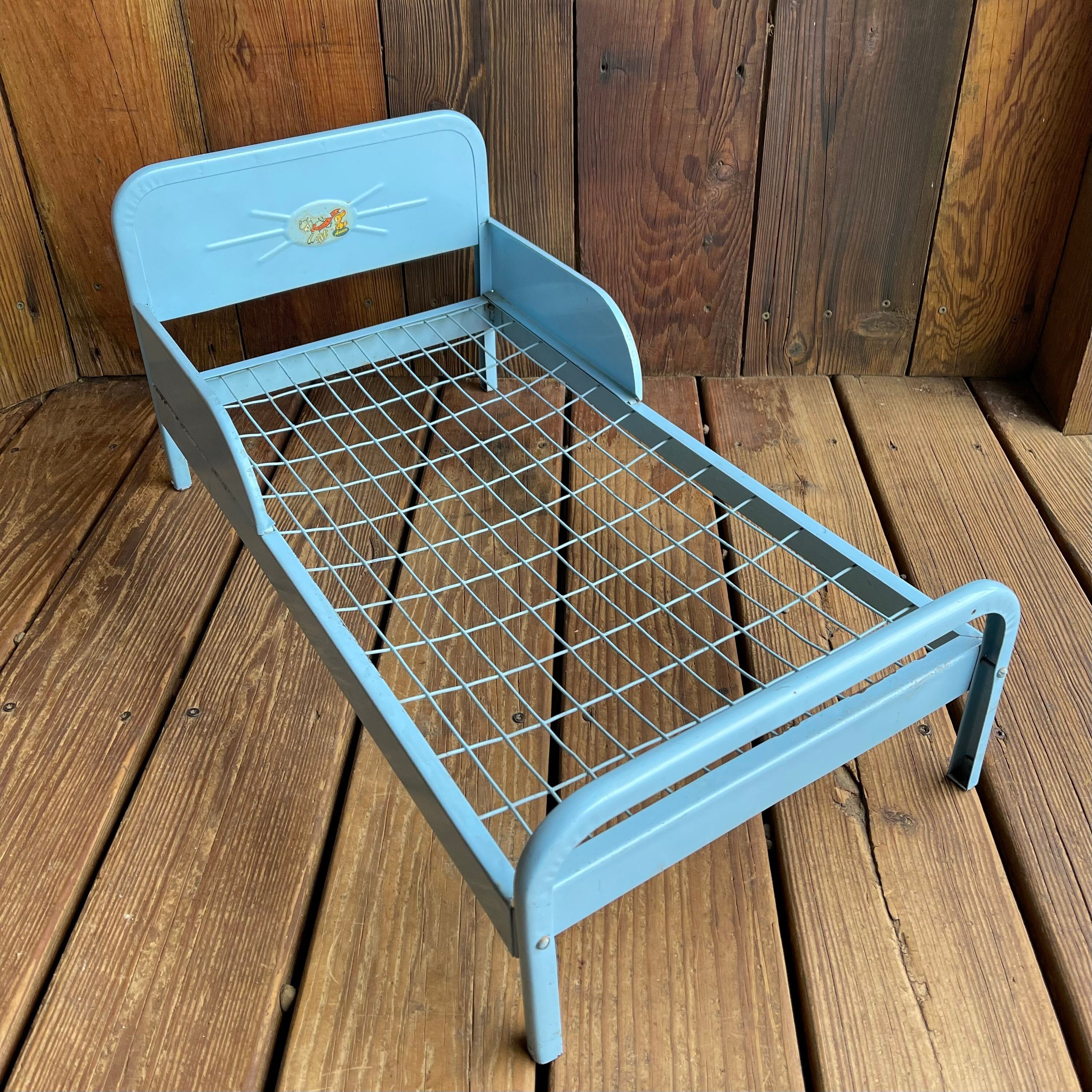 Vintage Amsco Doll-e-bed Blue Doll Bed With Pad and Blanket