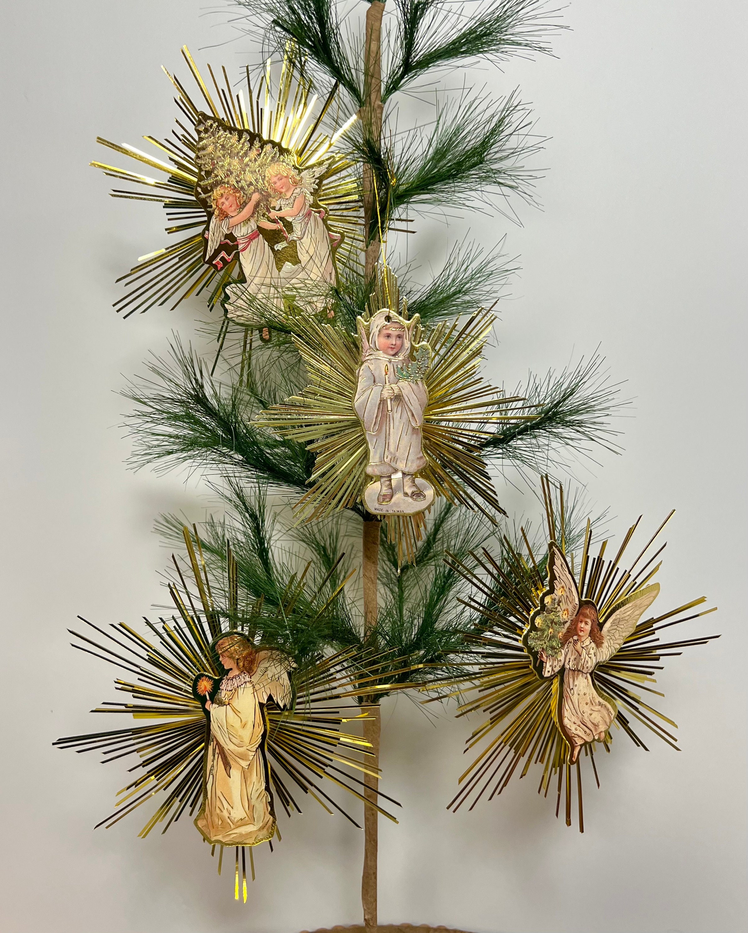 Victorian Angel Christmas Ornaments, Set of 12 Die Cut Ornaments