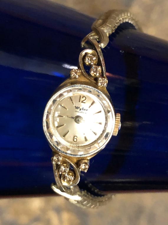 Vintage Wyler Incaflex Ladies 14K White Gold Wristwatch With | Etsy