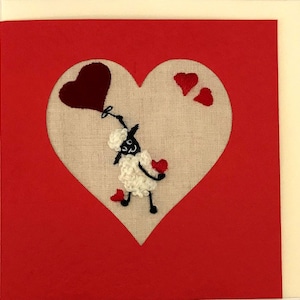 Lustige-Valentine-Karte / niedlich bestickt Schafe Karte/Love Ewe zu Mond/wählen Sie Ihre eigene Nachricht