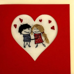 Handgemachte Valentinstag Karten /Hand gestickter tanzen die Nacht Away / wählen Sie Ihre eigene Nachricht