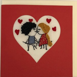 Lustige-Valentine-Karte / Hand bestickt in eine Welt von unserer eigenen / wählen Sie Ihre eigene Nachricht