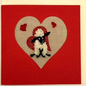 Lustige-Valentine-Karte / niedlich bestickt Schafe nur mir liebevolle Ewe / wählen Sie Ihre eigene Nachricht