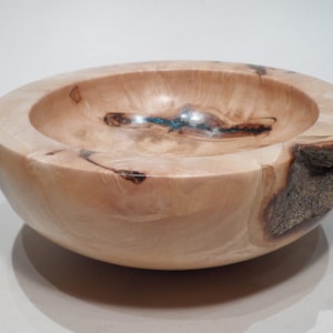 7,5&quot; 190 mm Sycamore houten kom met kleurrijke glitterinleg - natuurlijke wasafwerking