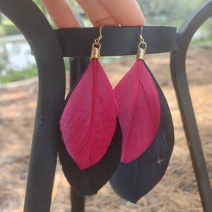 USC Gamecock Pride Feather Earrings, Tailgating, Gamecock Sorority Gear, Grad, Gamecock Jewelry, black and garnet, Gamecock Football
