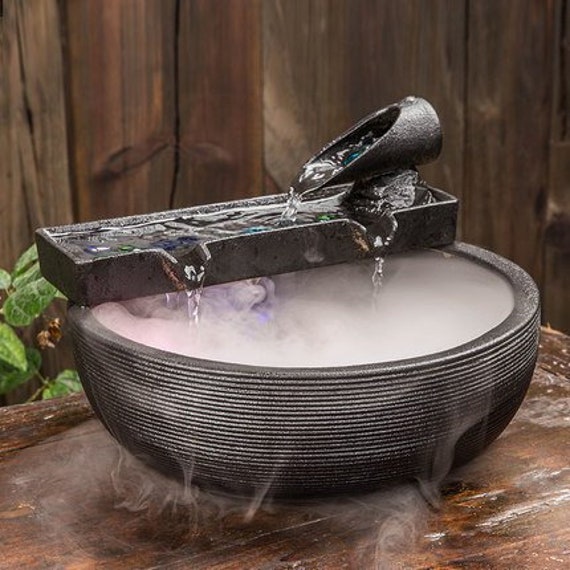 Cabayesta Ceramic Fish Tank Water Fountain Decoration Office Desktop Fountain Living Room Humidifier Live Water Fish Pond