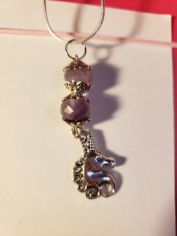 Amethyst Unicorn Necklace | Etsy