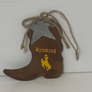 Wyoming Cowboy Boot Metal Ornament