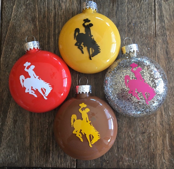 Wyoming Cowboys - bucking horse steamboat Christmas ornaments