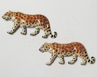 Leopard Refrigerator Magnets, 2 Pieces, Free Shipping (71526), Leopard Magnets, Big Cat Magnet, Magnetslady,pq