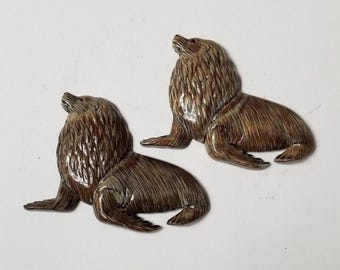 Sea Lion Refrigerator Magnets, 2 Pieces, Free Shipping (14019), Sea Lion Magnets, Bull Sea Lion Magnet, Magnetslady,pq