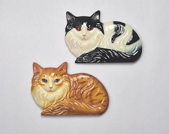 Cat  Refrigerator Magnets, 2 Pieces, Free Shipping (54625), Cat Magnets, Orange Cat Magnet, Magnetslady,pq