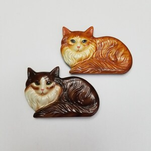 Cat  Refrigerator Magnets, 2 Pieces, Free Shipping (70221), Cat Magnets, Brown Cat Magnet, Magnetslady,pq