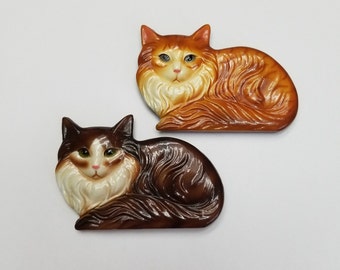 Cat  Refrigerator Magnets, 2 Pieces, Free Shipping (70221), Cat Magnets, Brown Cat Magnet, Magnetslady,pq