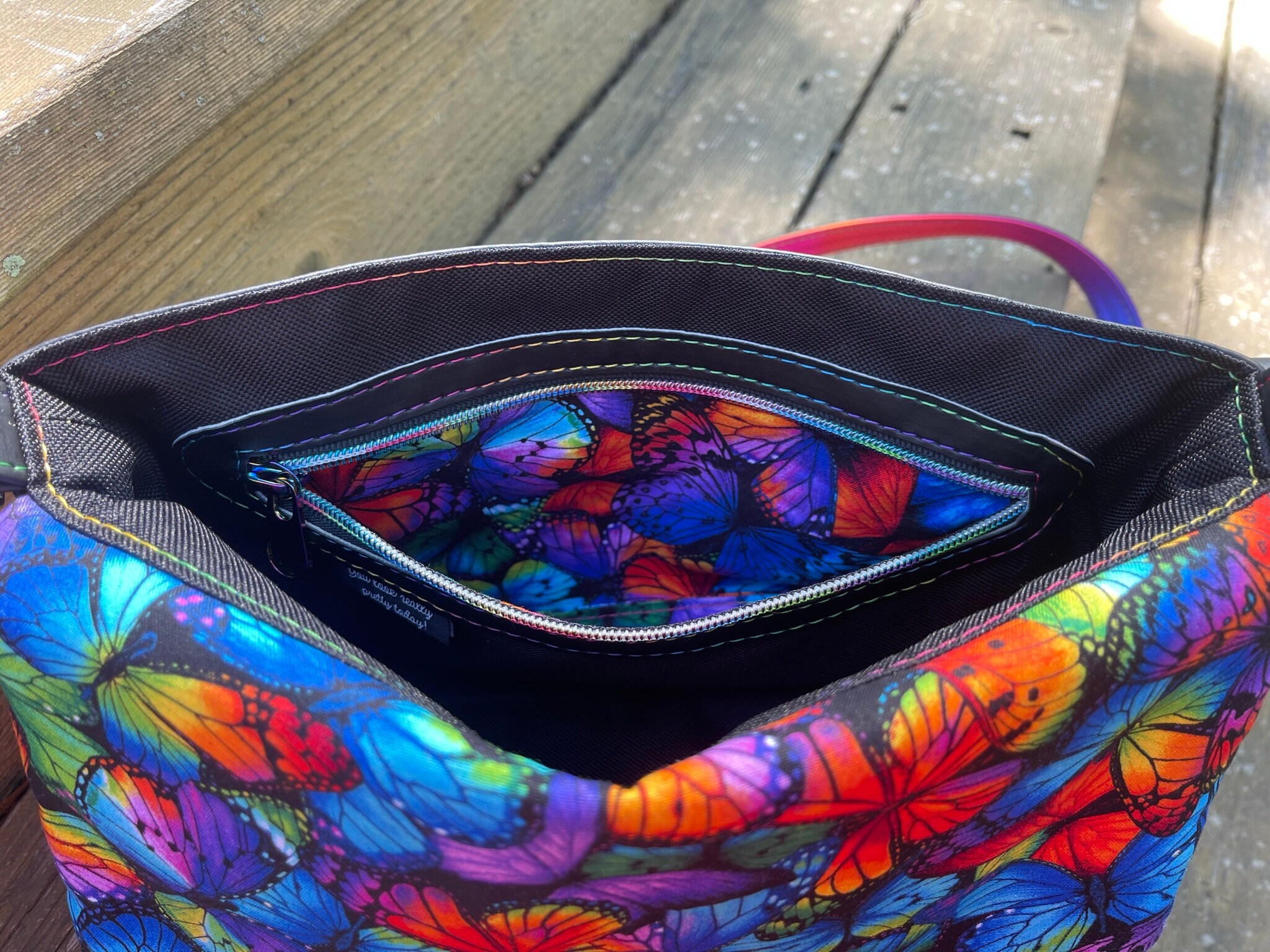 Rainbow Butterfly Foldover Purse, Fiona Crossbody Bag, Bright Rainbow ...