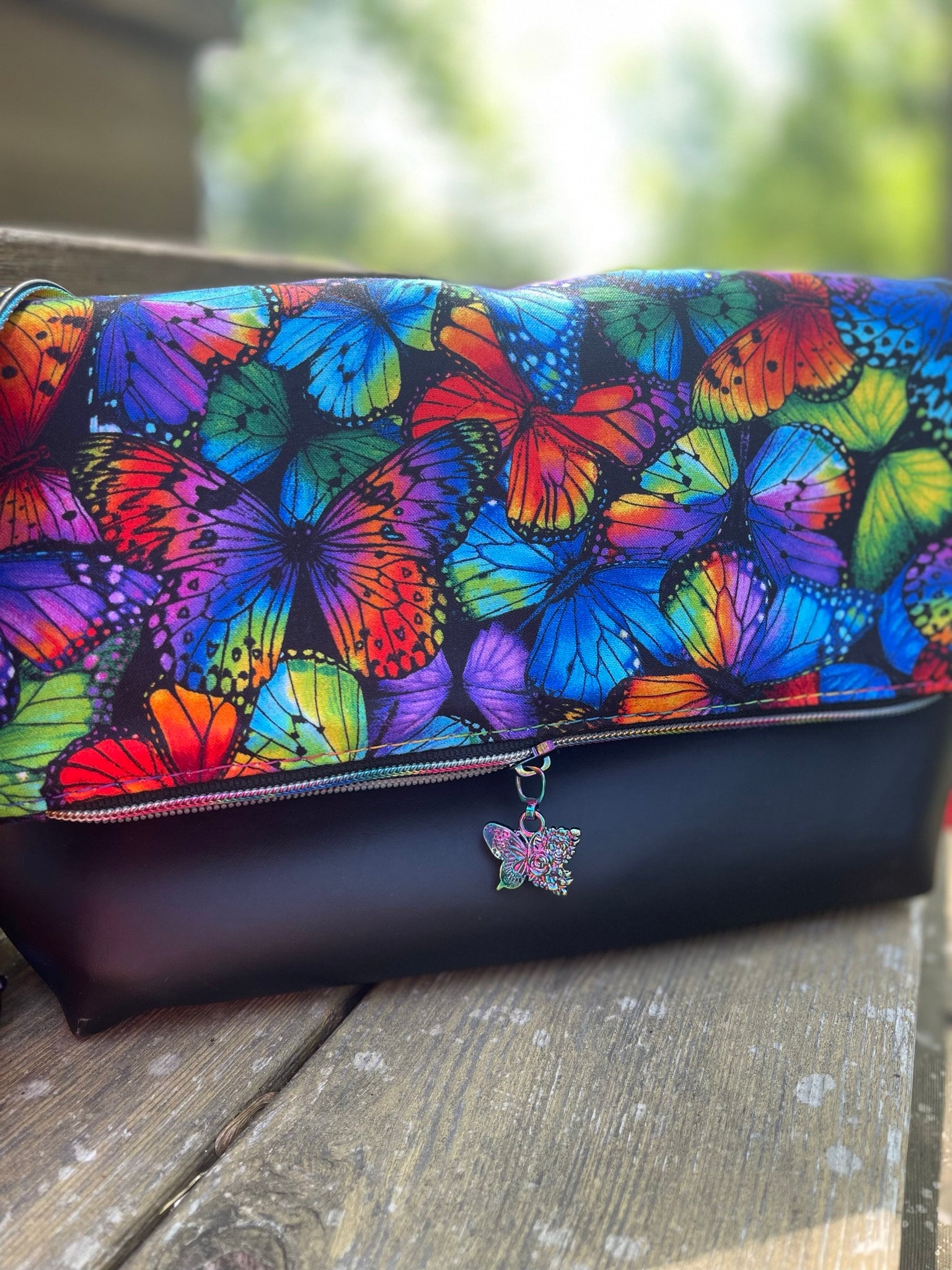 Rainbow Butterfly Foldover Purse, Fiona Crossbody Bag, Bright Rainbow ...