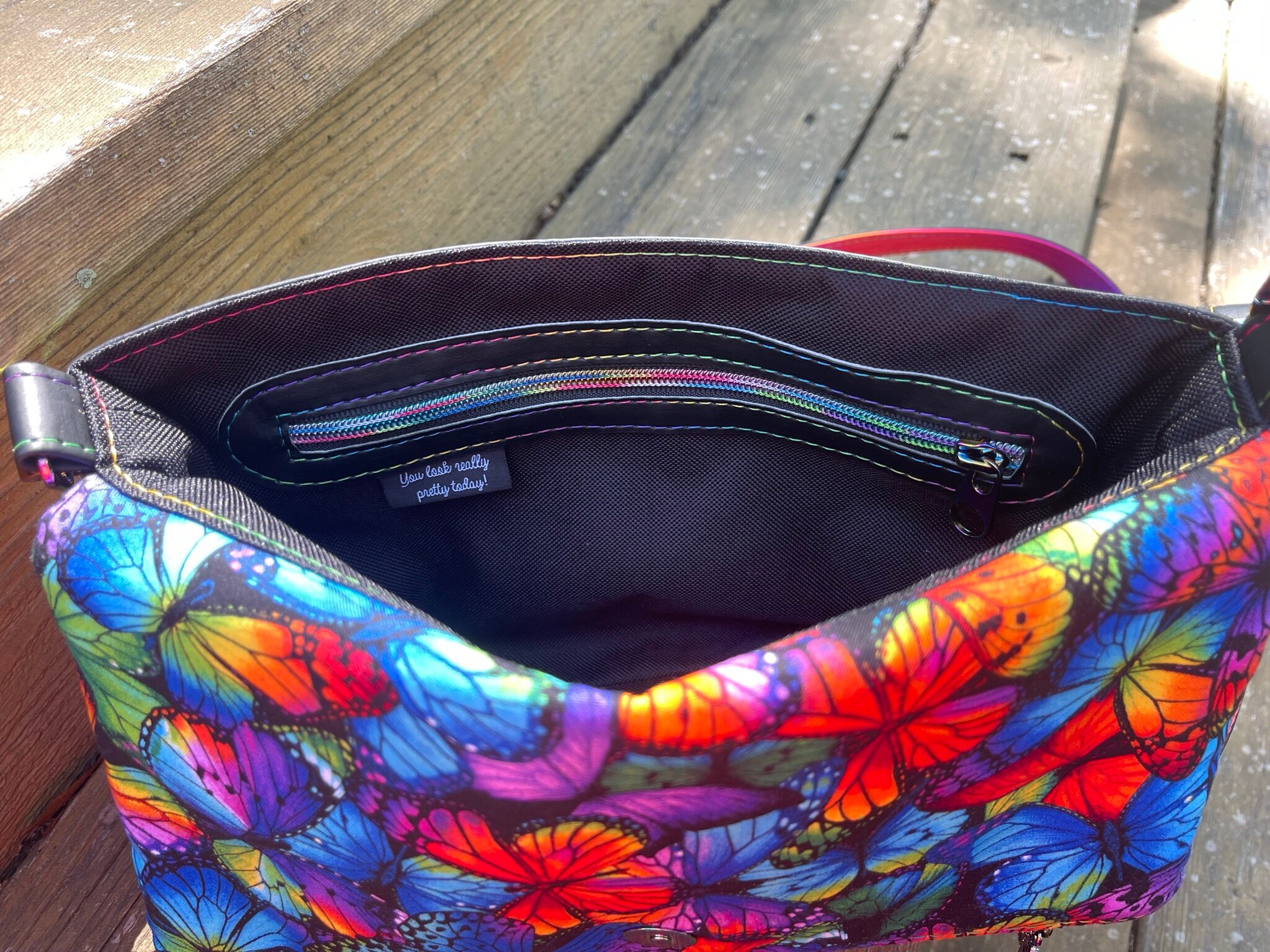 Rainbow Butterfly Foldover Purse, Fiona Crossbody Bag, Bright Rainbow ...