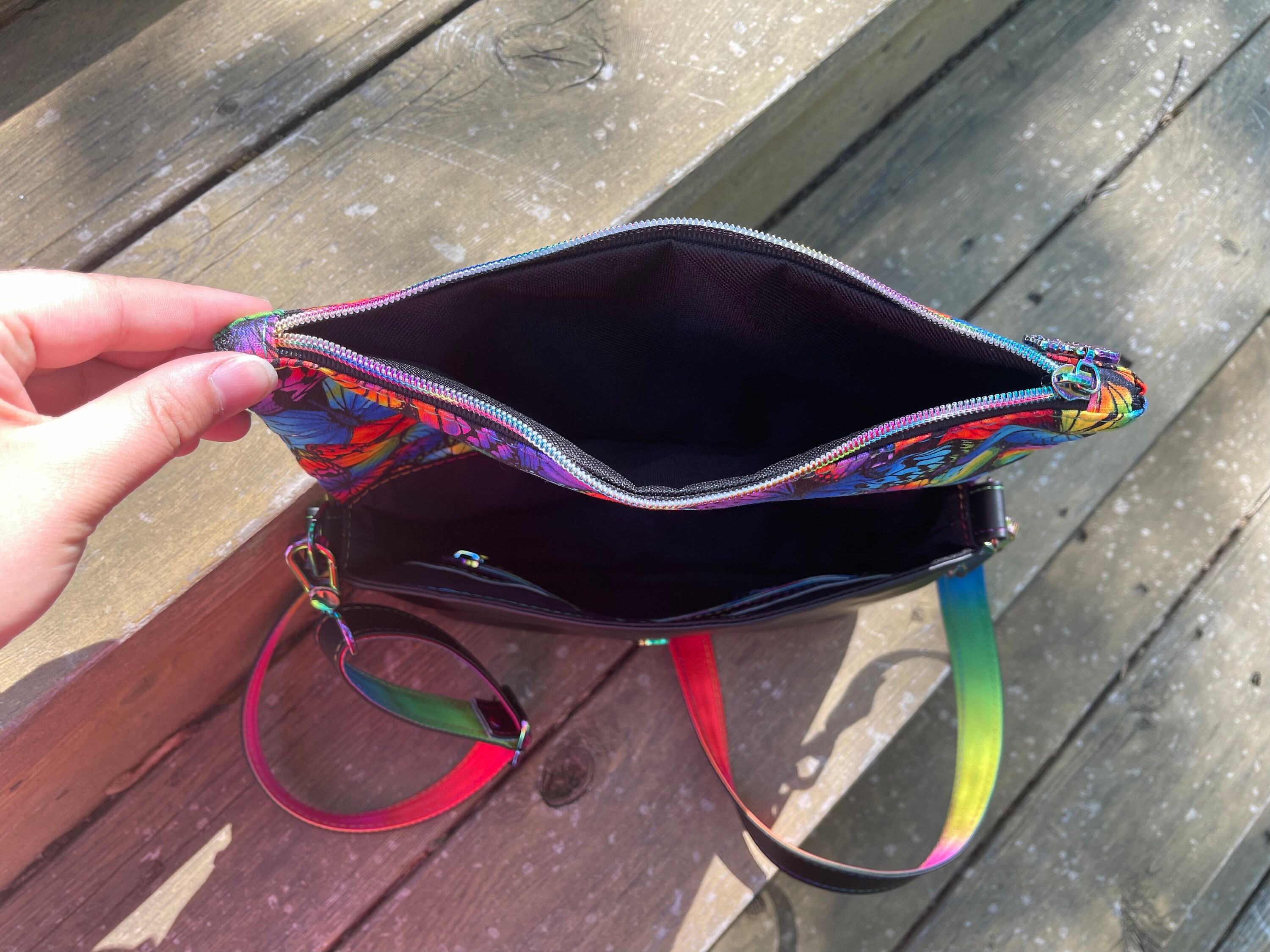 Rainbow Butterfly Foldover Purse, Fiona Crossbody Bag, Bright Rainbow ...