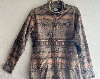 Cabela Vintage Western Women’s Button Up Shirt with Horses