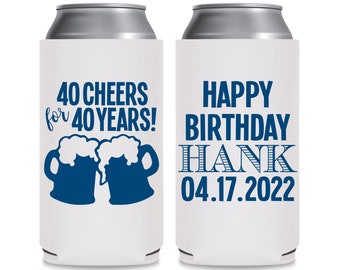 40th Birthday Party Favors Slim Can Coolers for Any Age Cheers & Beers for Years 40th Birthday Gifts Beer Holders 40th Birthday Decoration
