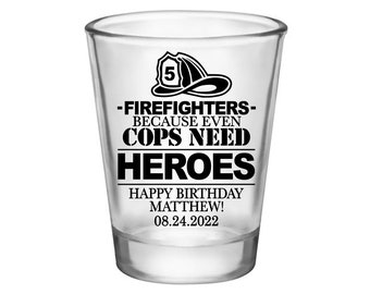 Firefighter Birthday Party Favors Custom Shot Glasses Decor Firefighter Gifts for Guests Birthday Shot Glasses Fireman Birthday Decorations