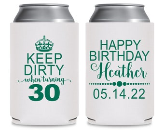 Dirty Thirty Birthday Party Gifts for Guests Custom Can Coolers Keep Dirty 30th Birthday Favors Beer Can Holders 30th Birthday Decoration
