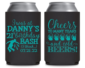 Birthday Favors Custom Can Coolers 21st Birthday Party Gifts Any Age Can Holders for Birthday Gift Bags for Guests 21st Birthday Decorations