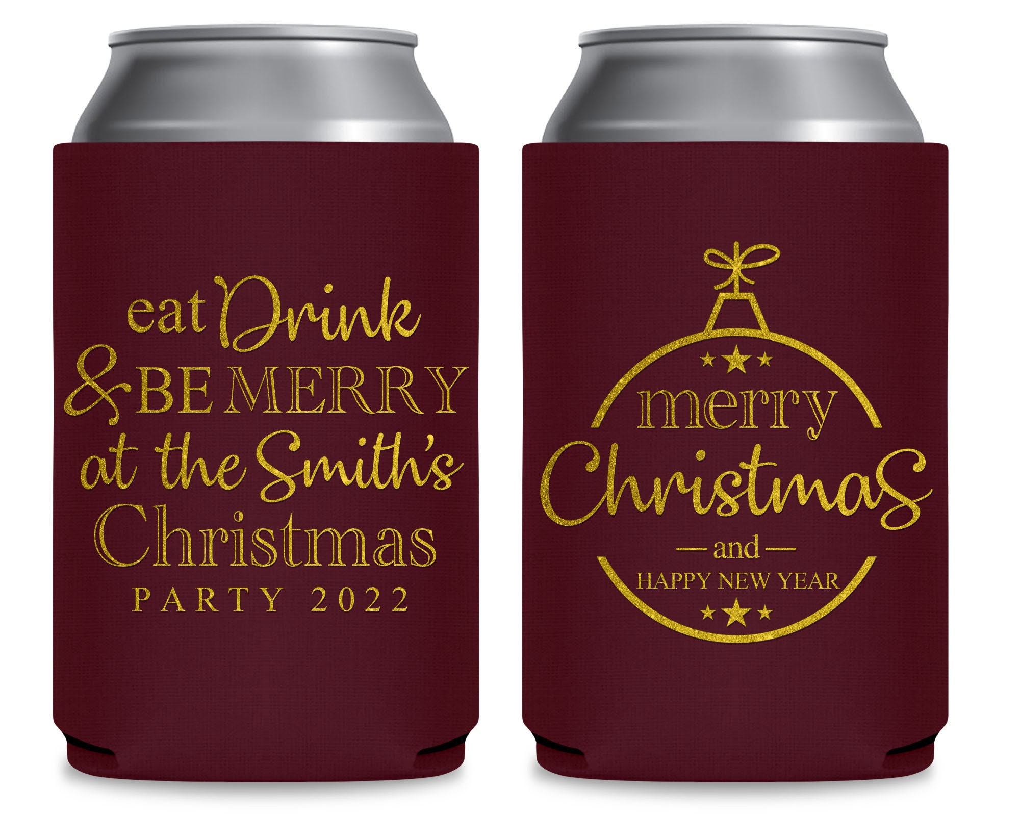 Custom Name Christmas Can Coolers For Special Occasion